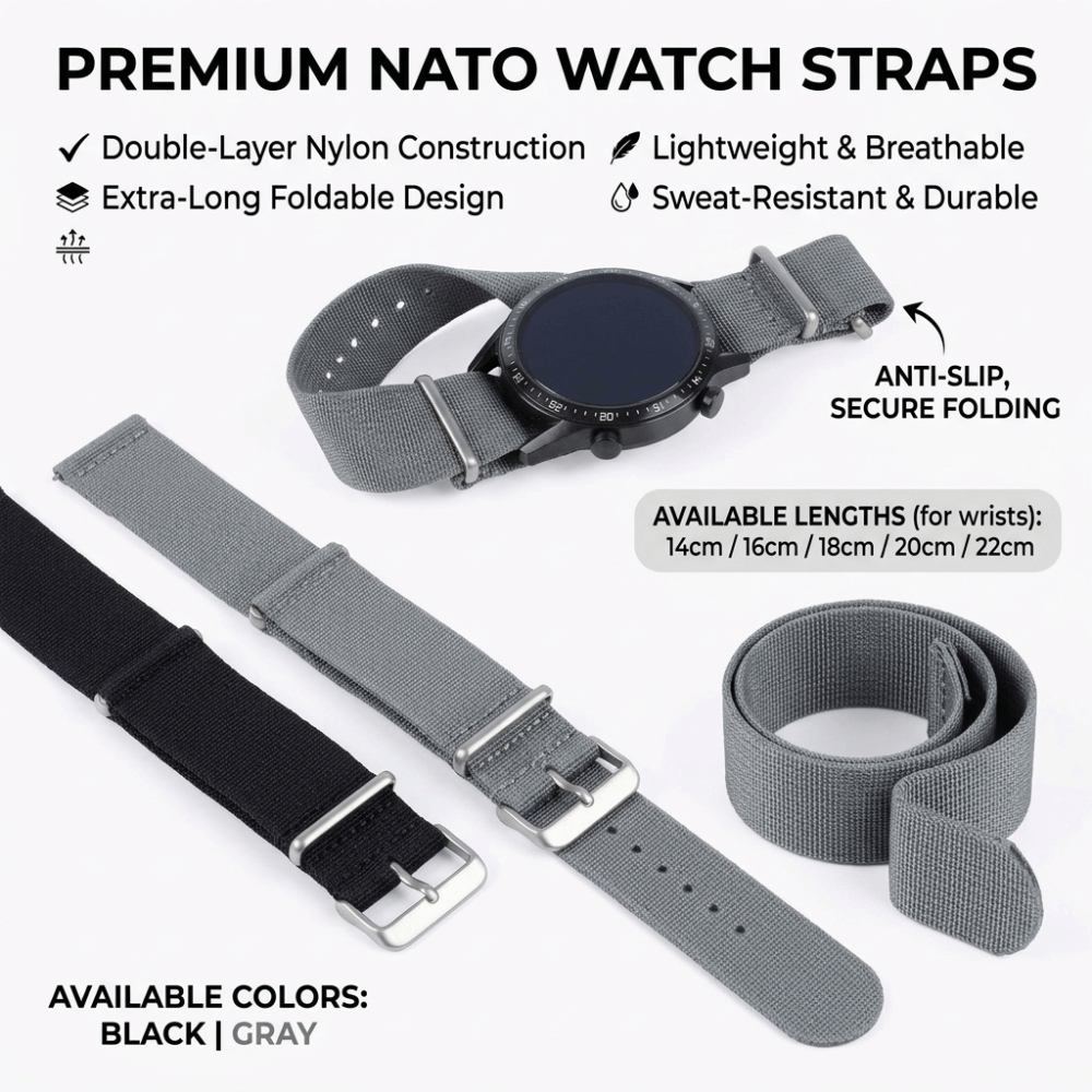 Nylon Nato Strap - 14/16/18/20/22mm NATO Watch Band Bracelet Vintage