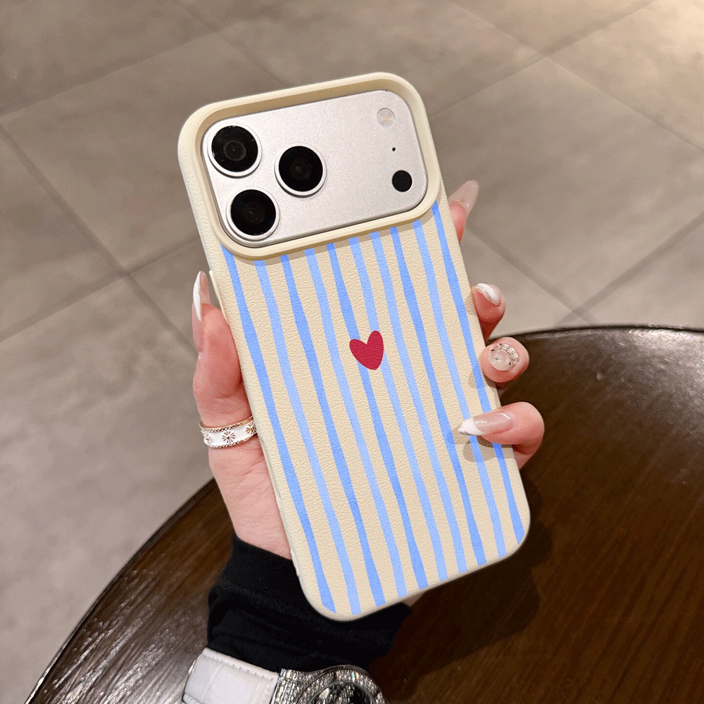 Apple Iphone 16 - Vertical Stripes Hearts Phone Case For