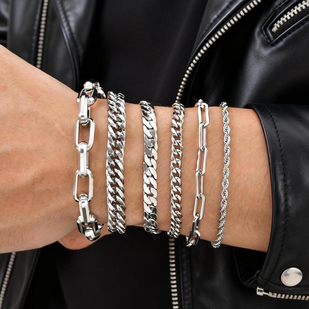 Punk Silver Color Men's Chain  - Ceramic Link Bracelet review and price