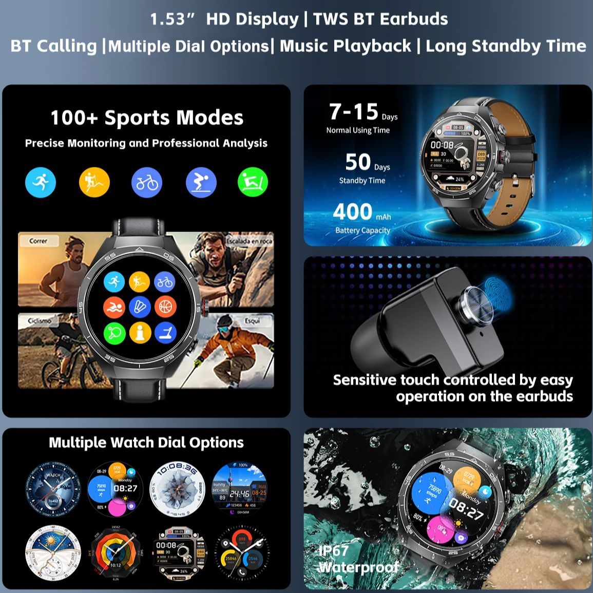 NFC Headset Smart Watch 2 in 1 - Smartwatch Headset review and price
