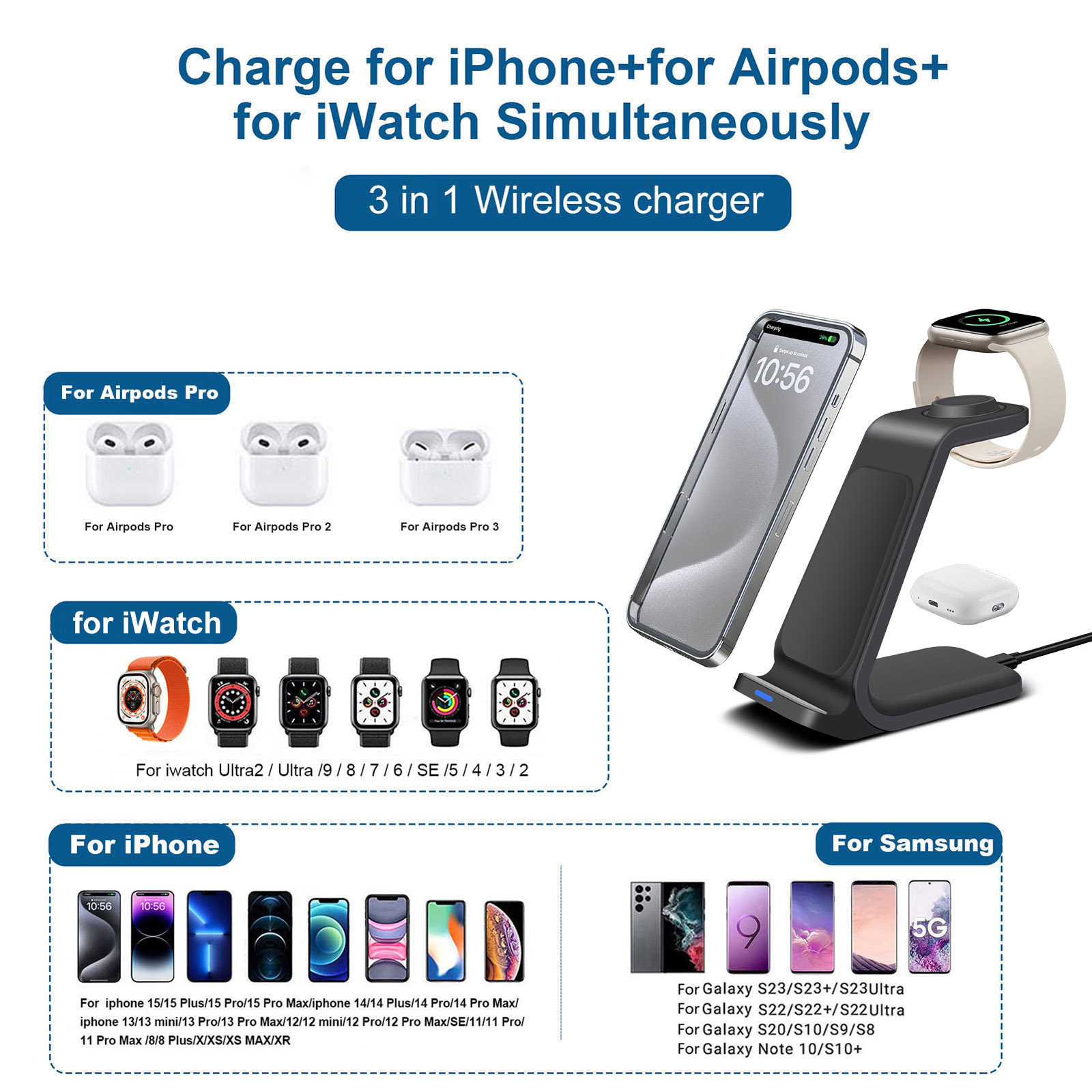 3 in 1 Charging Station for iP - Smartwatch X review and price