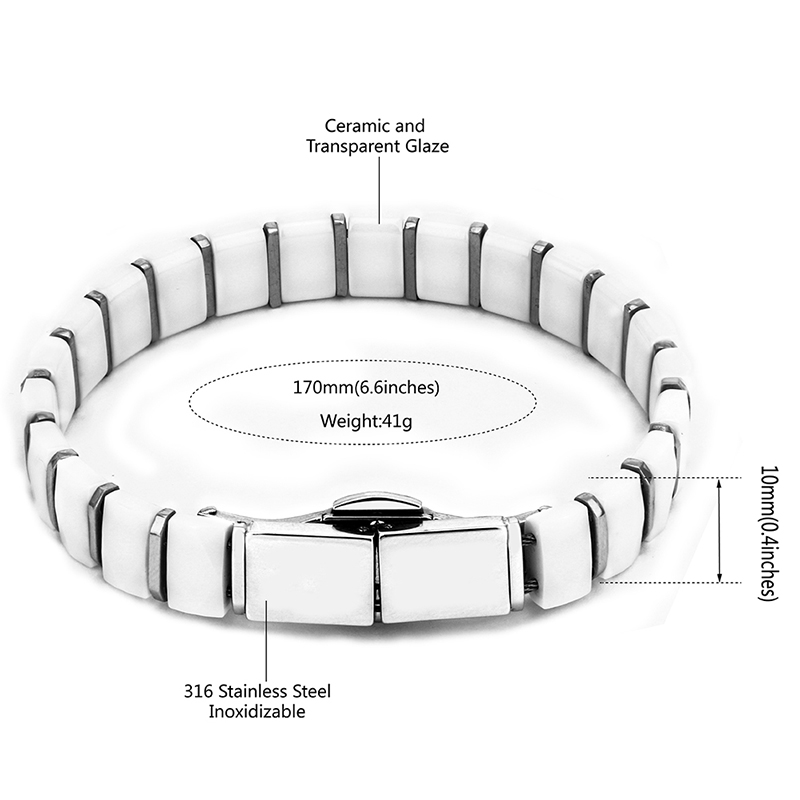 White Black Men Health Bracele - Ceramic Link Bracelet review and price