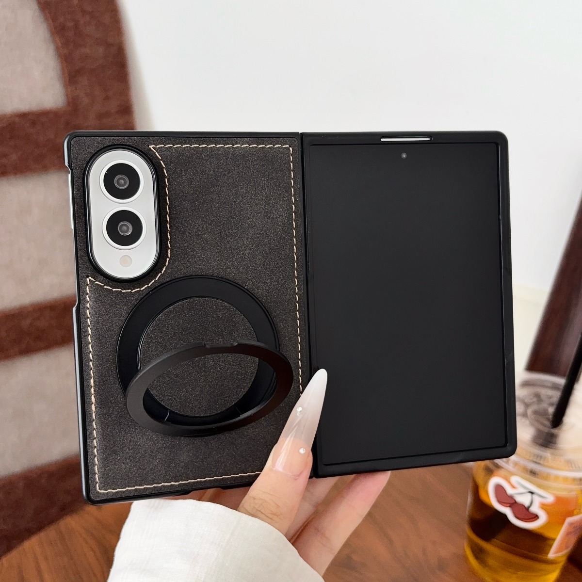 Luxury Sheepskin Leather Phone - Magnetic Charging Stand review and price