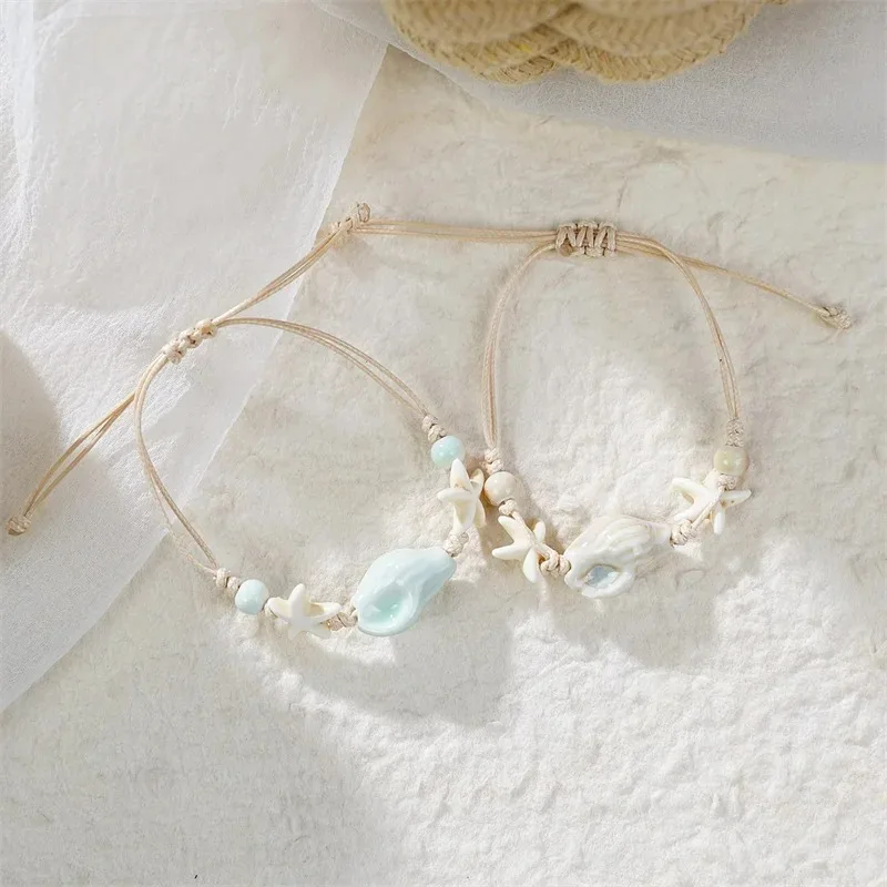 Bohemian Conch Starfish Shells - Ceramic Link Bracelet review and price